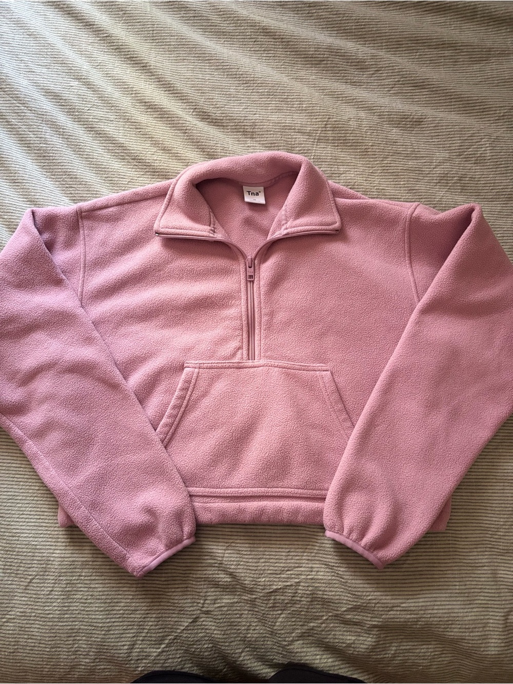 TNA Light Pink Quarter-Zip Fleece Pullover
